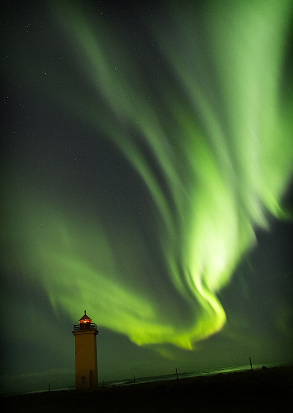 Stafnes Lighthouse with Aurora